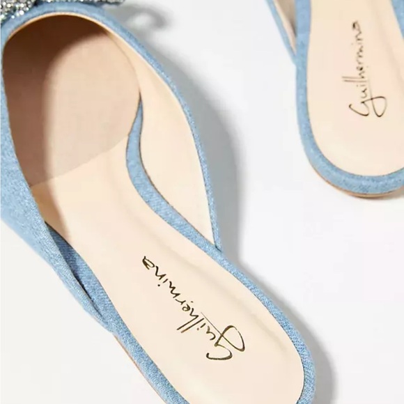 NEW Anthropologie Guilhermina DENIM Ballet Flat Mules Size 7 Store Display - Picture 4 of 6